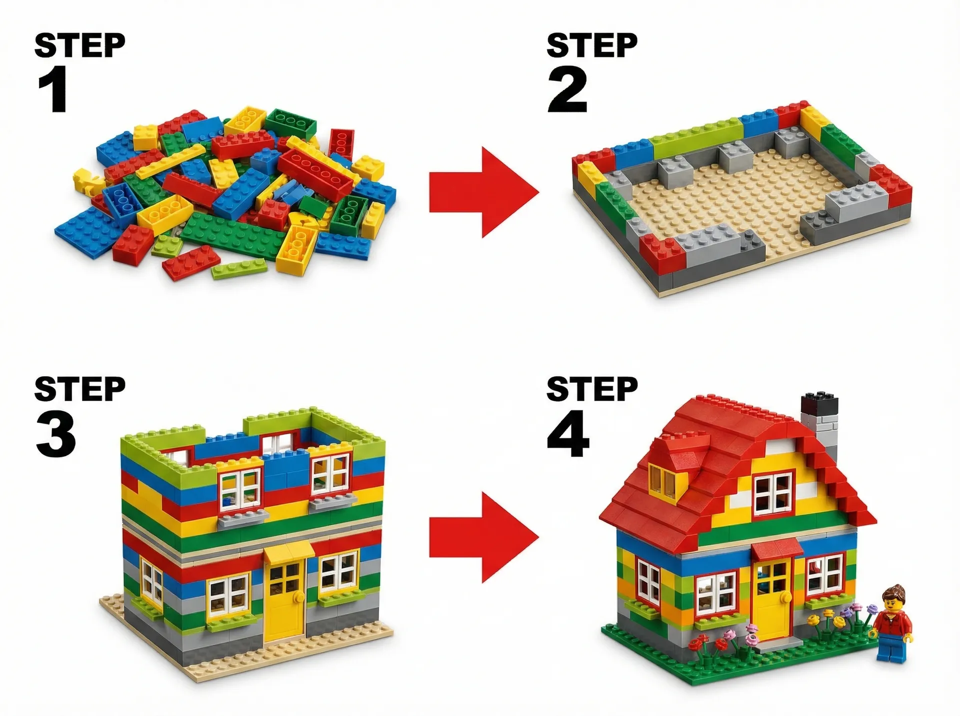 积木拼装指南 - 七彩小屋概览图